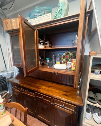Mobile dispensa con vetrine legno