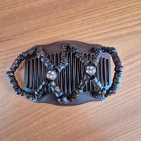 Doppio pettine fermacapelli elastico con perline