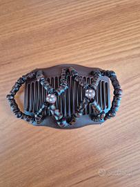 Doppio pettine fermacapelli elastico con perline