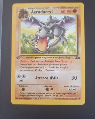 Carta Pokemon AERODACTYL 1/62 1 1st PRIMA EDIZIONE