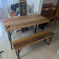Set birreria con tavolo e due panche in legno