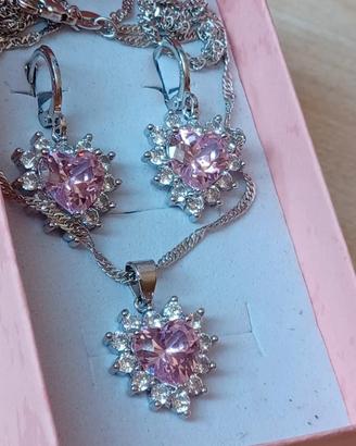 set collana con orecchini in argento con zirconi r