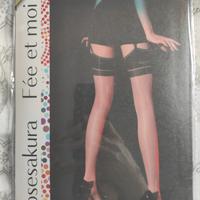 Calze da reggicalze lucide e balza in colore