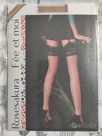 Calze da reggicalze lucide e balza in colore