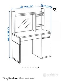 Scrivania Micke marrone-nero