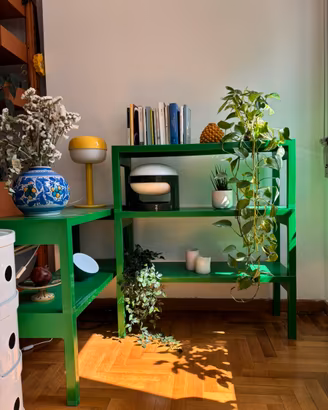 Libreria vintage verde design anni 70 80