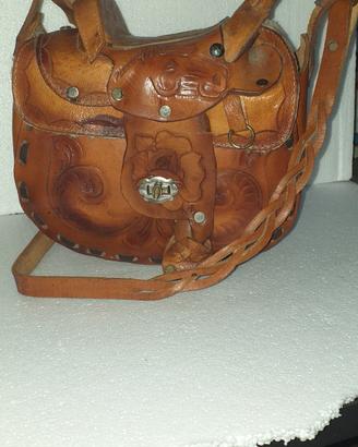 Borsa tracolla cuoio sella western messico anni 80