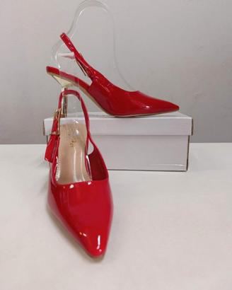 Décolleté slingback rosse con tacco donna n 37