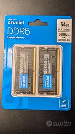 Crucial 64GB Kit (32GBx2) DDR5-5600 SODIMM