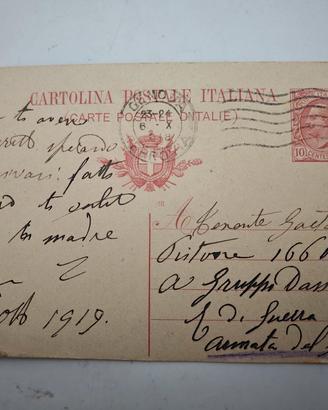 CARTOLINA POSTALE 1919 Posta Militare