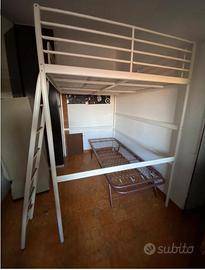 Letto doppio a soppalco + materasso (140x200)