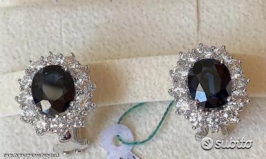 ORECCHINI ORO 18kt. DIAMANTI ZAFFIRI CERTIFICATI