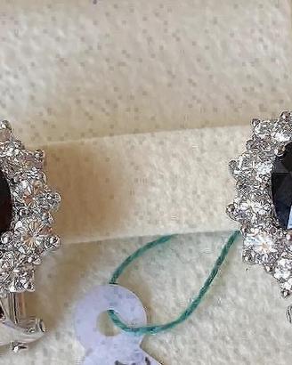 ORECCHINI ORO 18kt. DIAMANTI ZAFFIRI CERTIFICATI