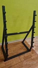 Bilanciere olimpico, pesi, dischi bumper, dumbbell