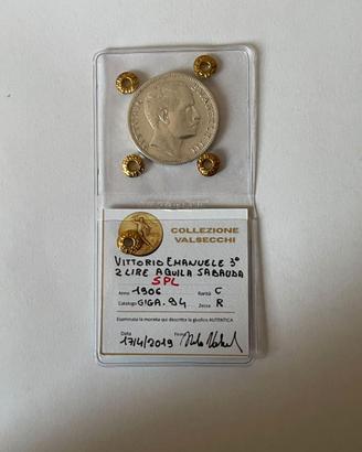 2 Lire 1906 Aquila Sabauda Argento SPL Valsecchi