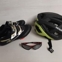 Scarpe + casco + occhiali per bici da corsa