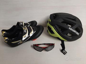 Scarpe + casco + occhiali per bici da corsa