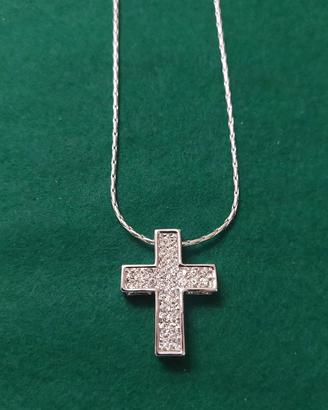 Collana in acciaio con pendente acciaio Swarovski