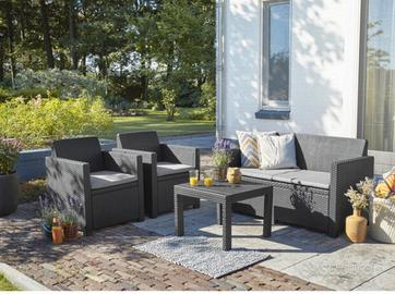Set giardino kit divano 2 poltrone e tavolino