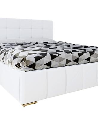 Letto matrimoniale, EcoPelle bianca-NUOVO