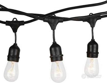 CATENA LUMINOSA DA ESTERNO NERA DA 10 METRI IP65
