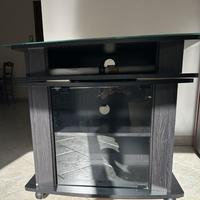 Porta TV Nero c/Ruote Piano Girevole