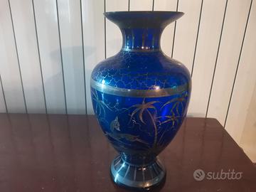 Vaso vintage in vetro blu - Anni '50