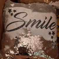 cuscino paillettes con stampa