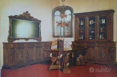 Sala in noce massello in stile '500 fiorentino