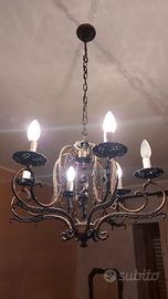 Lampadario stile 6 bracci in bronzo