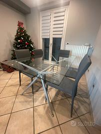 TAVOLO IN VETRO TEMPRATO TRASPARENTE