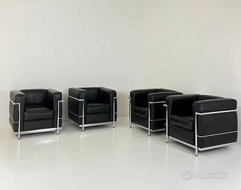 ALIVAR Coppia di Poltrone in Pelle nera