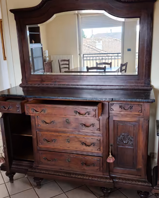 Credenza Comò fine ’800 con grande specchio