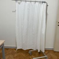 Separé mobile su carrello con tenda – acciaio INOX