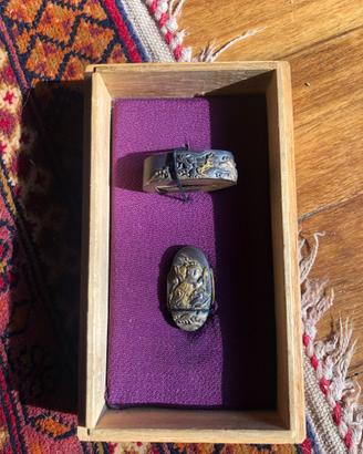 Fuchi kashira antichi giapponesi Edo samurai