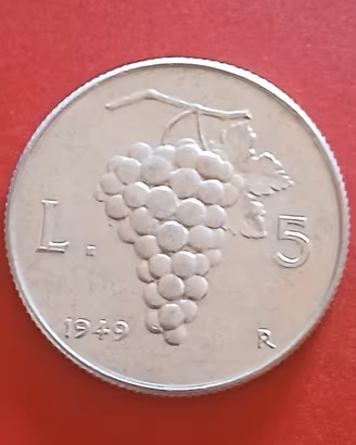Moneta 5 Lire del 1949, "Grappolo d'uva"