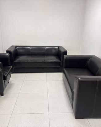 Set salotto 2 divani+poltrona similpelle ufficio
