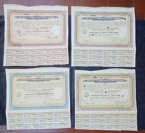 Italia Lotto di 4 certificati azionari originali.
