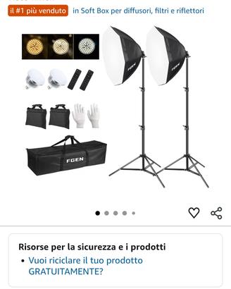 Set luci per set fotografico nuovo imballato