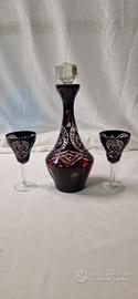 Decanter e Calici Cristallo Boemia Rossi Rubino