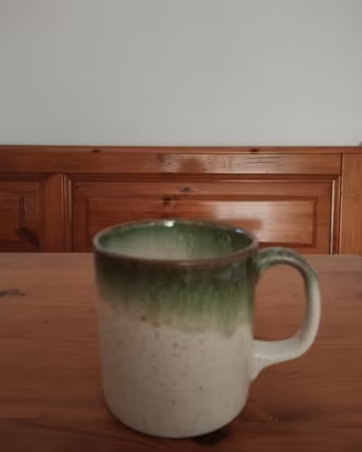 Tazza Mug Ceramica Gres Artigianale Verde Bianco