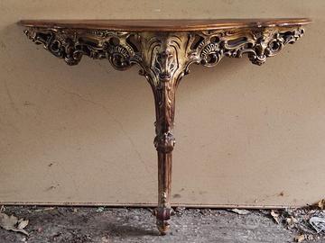 Consolle in legno massello barocco foglia d'oro