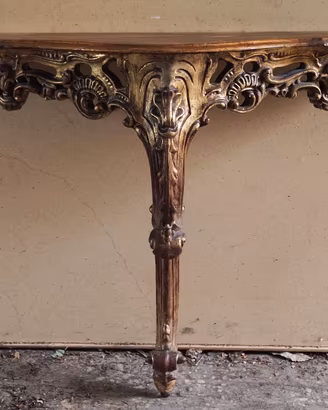 Consolle in legno massello barocco foglia d'oro