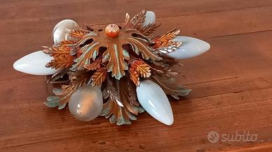 Lampadario ferro a foglie colorate