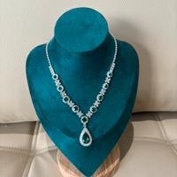 Collana con pietre verdi smeraldo e zirconi