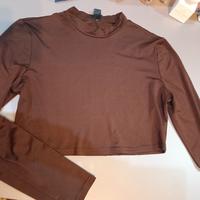 maglia maniche lunghe marrone 
