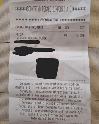 EA Sports FC27-Scontrino/ Preordine RiTIRO DAY-ONE