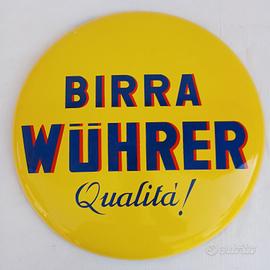 insegna smaltata Birra Wuhrer pubblicitaria 45 cm