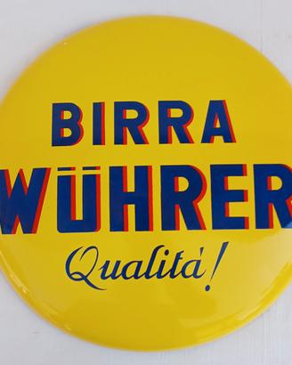 insegna smaltata Birra Wuhrer pubblicitaria 45 cm