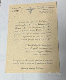 biglietto/invito d'ingresso d'epoca dell'Aero Club